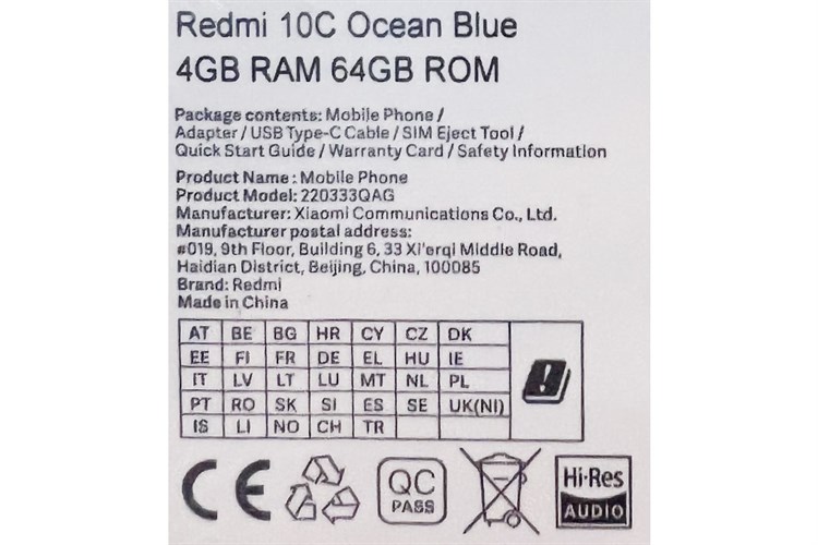 Điện thoại Xiaomi Redmi 10C 64GB Màu Xanh Dương