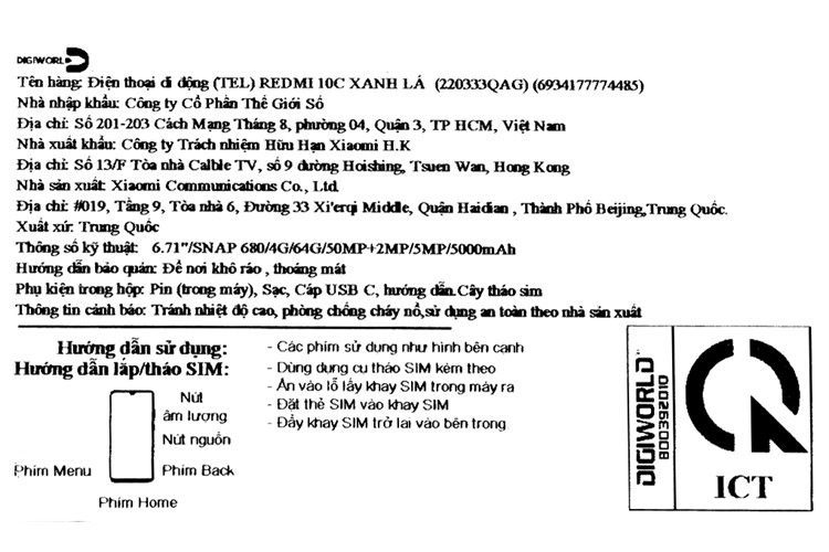 Điện thoại Xiaomi Redmi 10C 64GB Màu Xanh lá
