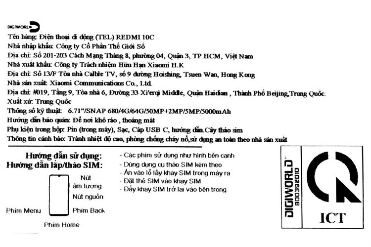 Điện thoại Xiaomi Redmi 10C 64GB Màu Xám