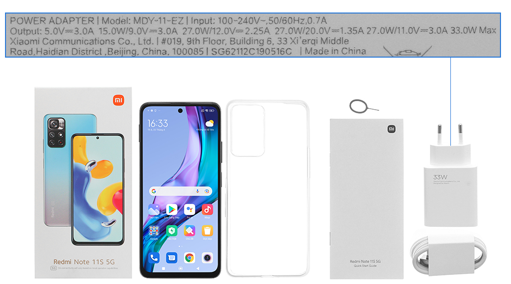 Bộ sản phẩm gồm: Hộp, Sách hướng dẫn, Cây lấy sim, Ốp lưng, Cáp Type C, Củ sạc nhanh rời đầu Type A