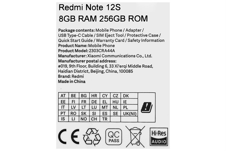 Điện thoại Xiaomi Redmi Note 12S Màu Xanh lá