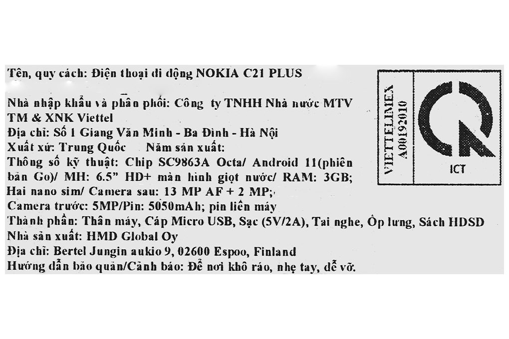Điện thoại Nokia C21 Plus 64GB
