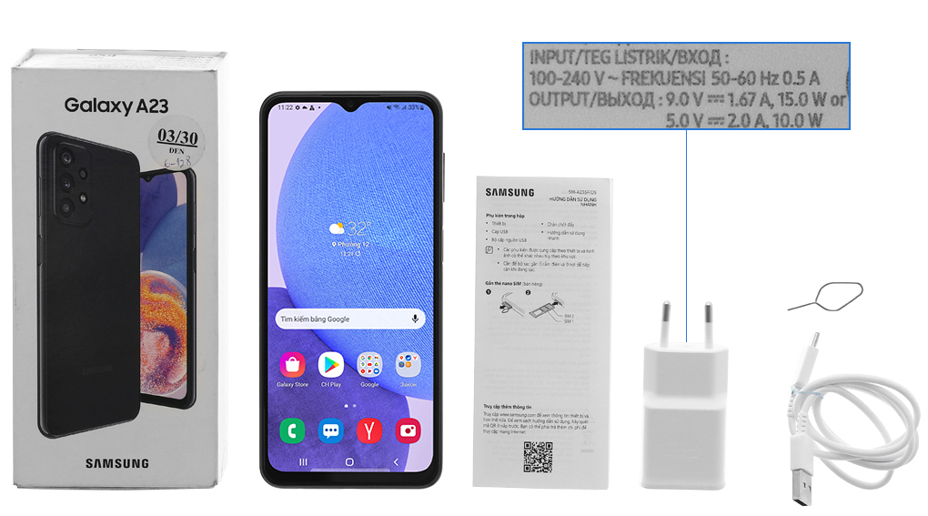 Bộ sản phẩm gồm: Hộp, Sách hướng dẫn, Cây lấy sim, Cáp Type C, Củ sạc nhanh rời đầu Type A