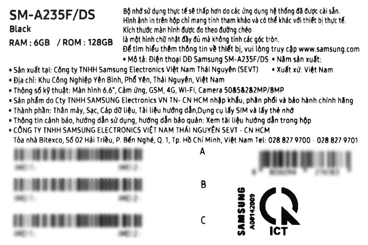 Điện thoại Samsung Galaxy A23 6GB Màu Đen