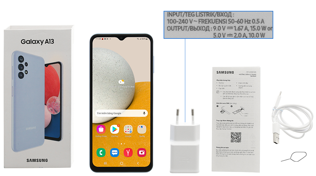 Bộ sản phẩm gồm: Hộp, Sách hướng dẫn, Cây lấy sim, Cáp Type C, Củ sạc nhanh rời đầu Type A