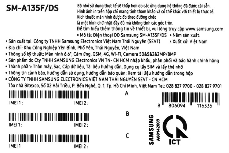 Điện thoại Samsung Galaxy A13 6GB Màu Đen