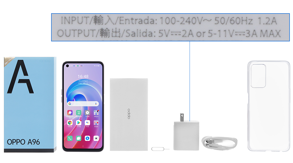 Bộ sản phẩm gồm: Hộp, Sách hướng dẫn, Cây lấy sim, Ốp lưng, Cáp Type C, Củ sạc nhanh Type C