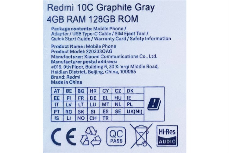 Điện thoại Xiaomi Redmi 10C 128GB Màu Xám