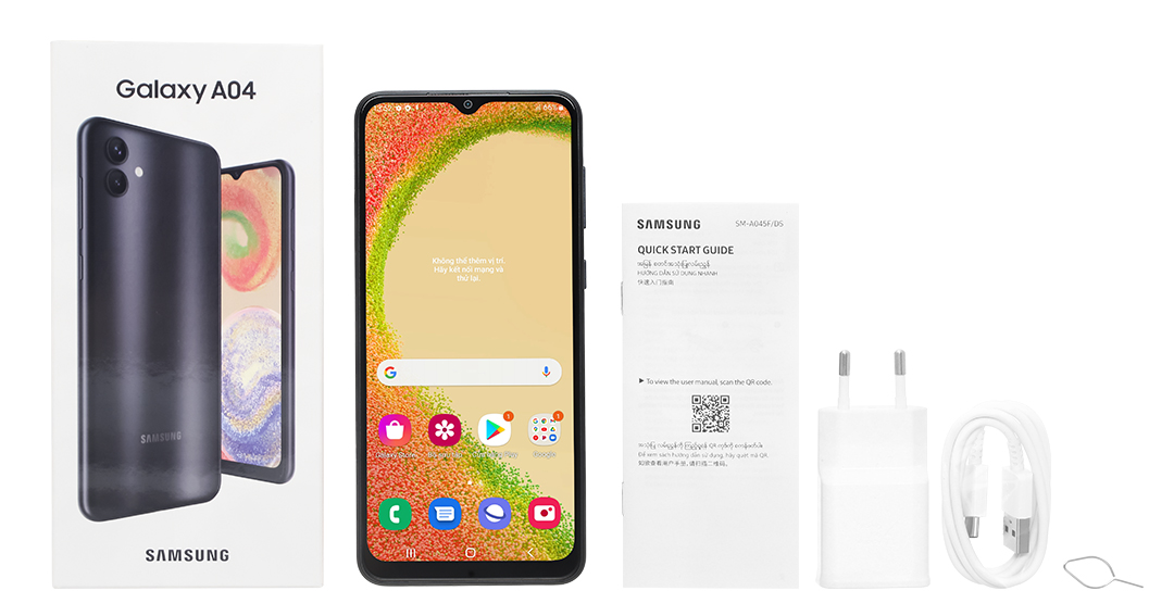 Bộ sản phẩm gồm: Hộp, Sách hướng dẫn, Cây lấy sim, Cáp Type C, Củ sạc rời đầu Type A