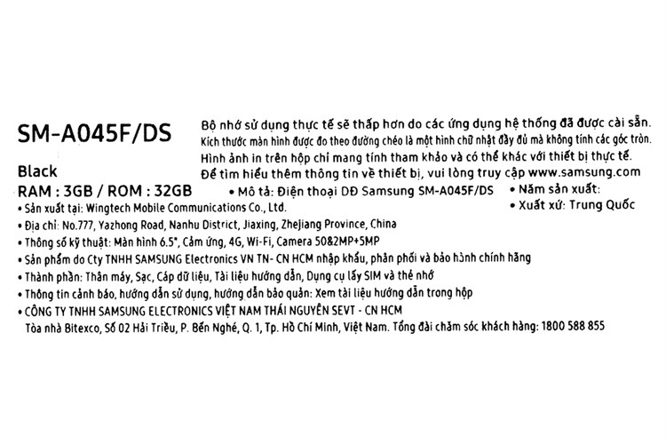Điện thoại Samsung Galaxy A04 (3GB/32GB) Màu Đen