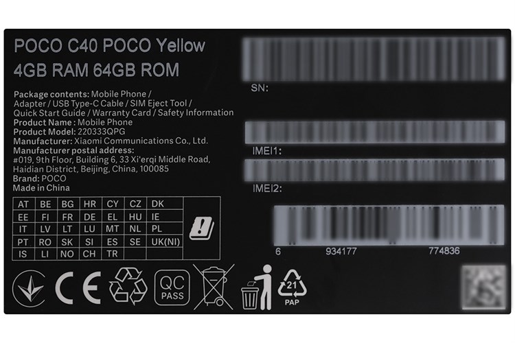 Điện thoại POCO C40 Màu Vàng