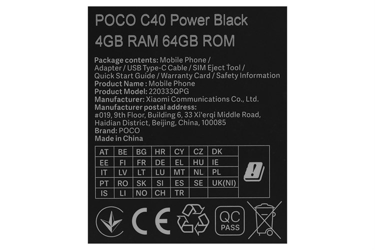 Điện thoại POCO C40 Màu Đen