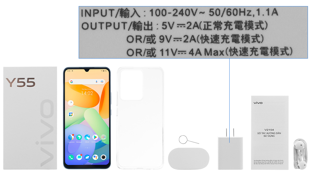 Bộ sản phẩm gồm: Hộp, Sách hướng dẫn, Cây lấy sim, Ốp lưng, Cáp Type C, Củ sạc nhanh rời đầu Type A, Tai nghe dây