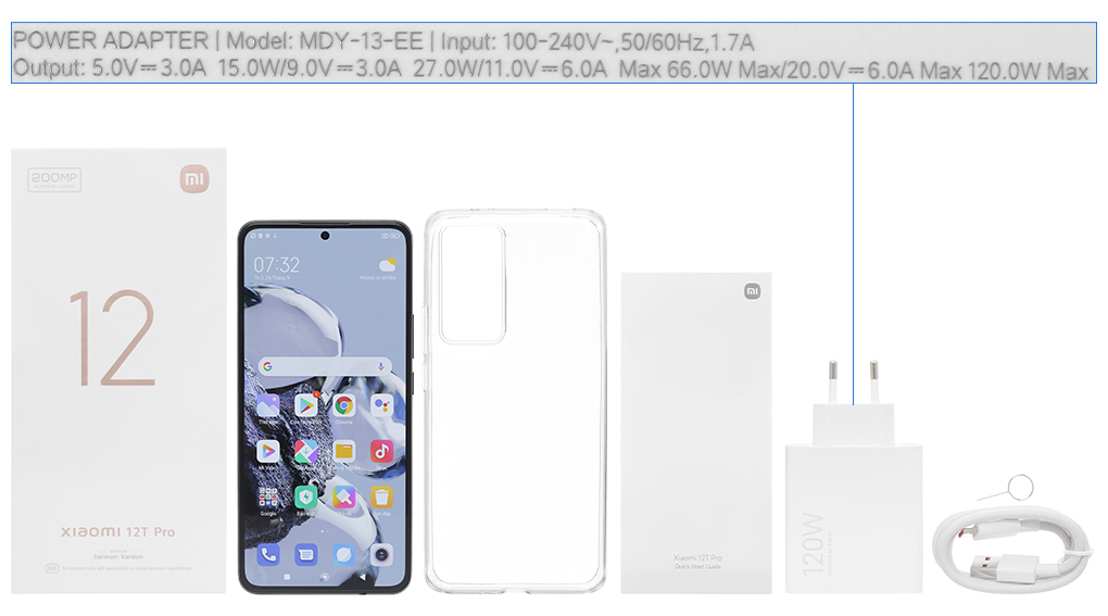 Bộ sản phẩm gồm: Hộp, Sách hướng dẫn, Cây lấy sim, Ốp lưng, Cáp Type C, Củ sạc nhanh rời đầu Type A