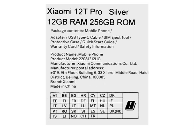 Điện thoại Xiaomi 12T Pro 5G Màu Bạc