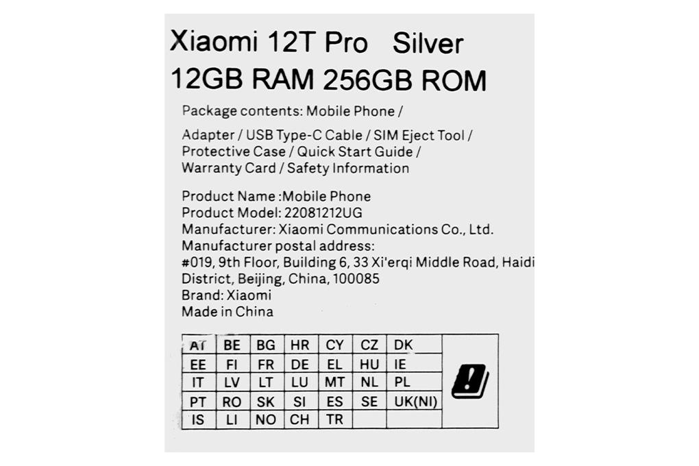 Điện thoại Xiaomi 12T Pro 5G Màu Bạc