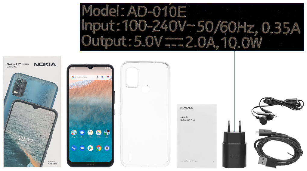 Bộ sản phẩm gồm: Hộp, Tai nghe, Sách hướng dẫn, Cây lấy sim, Ốp lưng, Cáp microUSB, Củ sạc rời đầu Type A