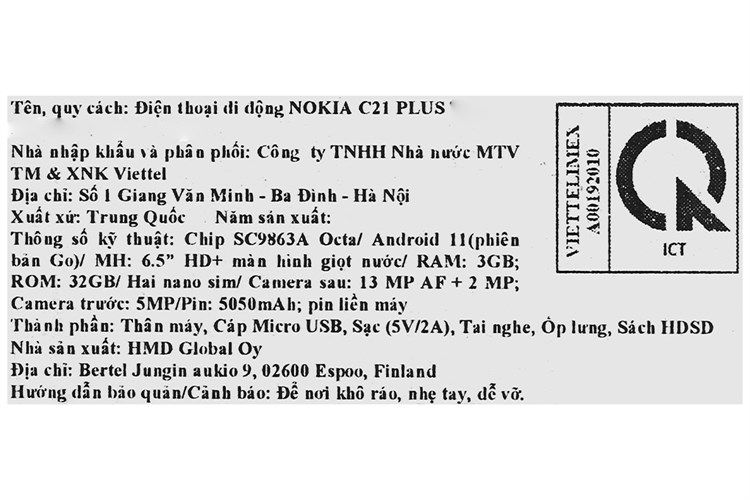 Điện thoại Nokia C21 Plus 32GB Màu Xanh Dương