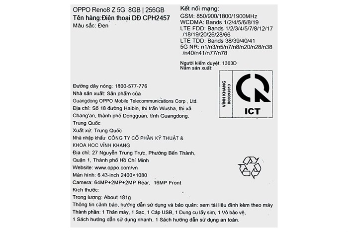 Điện thoại OPPO Reno8 Z 5G Màu Đen