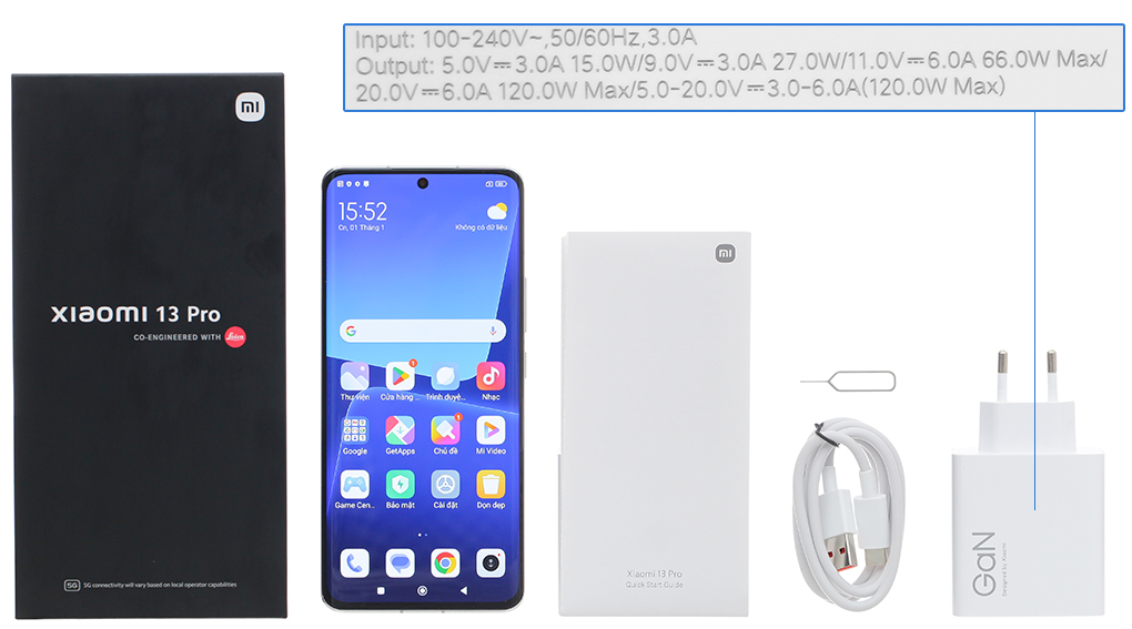 Bộ sản phẩm gồm: Hộp, Sách hướng dẫn, Cây lấy sim, Ốp lưng, Cáp Type C, Củ sạc nhanh rời đầu Type A