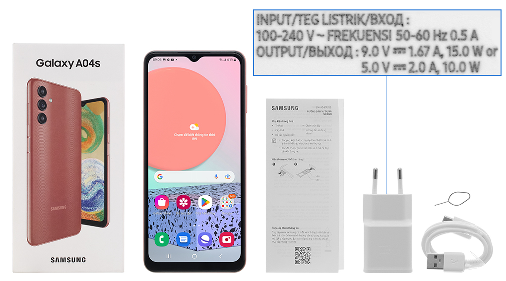 Bộ sản phẩm gồm: Hộp, Sách hướng dẫn, Cây lấy sim, Cáp Type C, Củ sạc rời đầu Type A