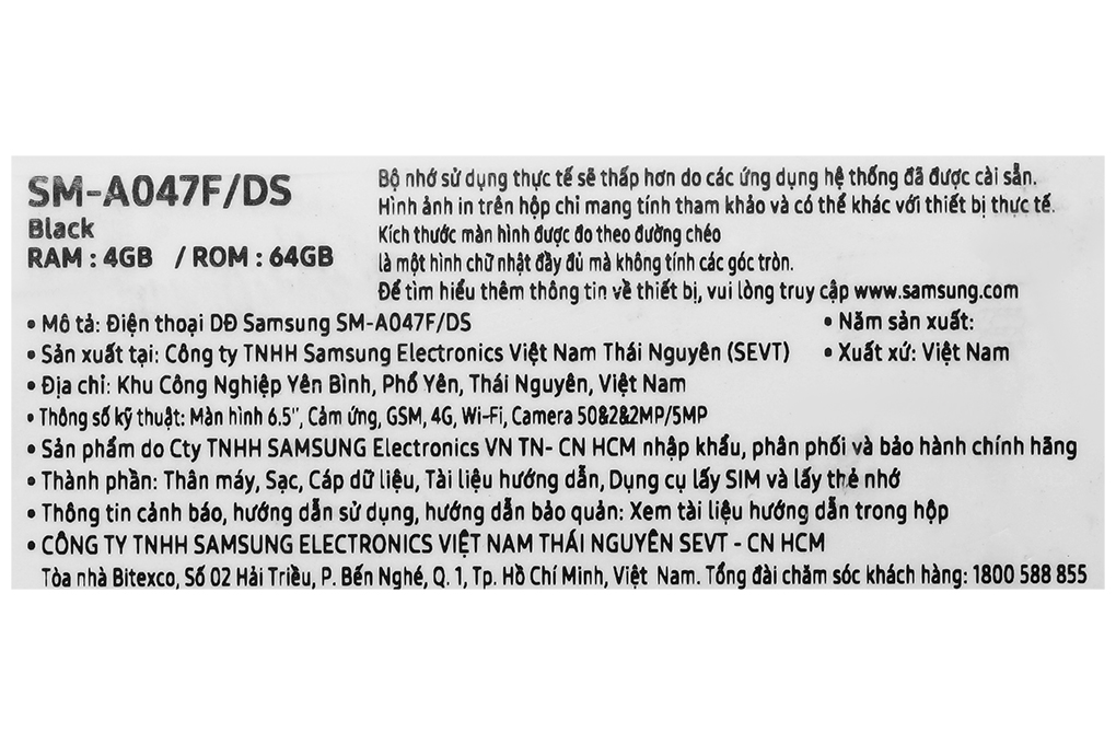 Điện thoại Samsung Galaxy A04s Màu Đen