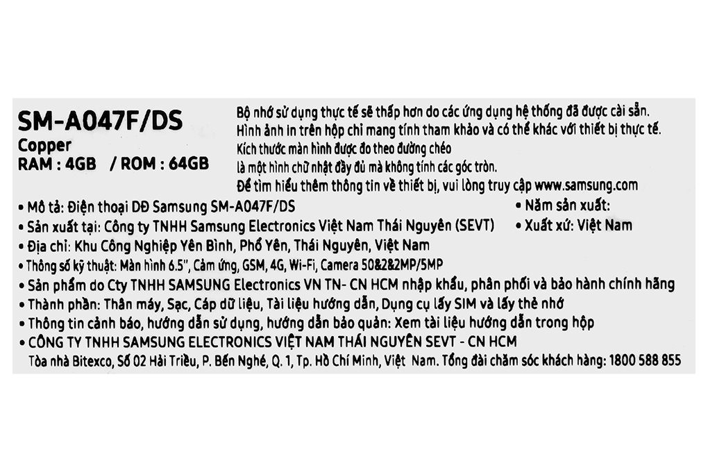 Điện thoại Samsung Galaxy A04s Màu Nâu