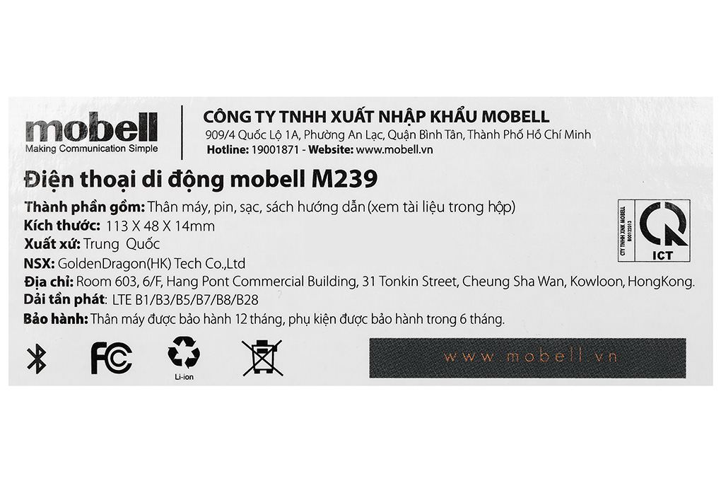 Điện thoại Mobell M239 4G Màu Xanh Dương