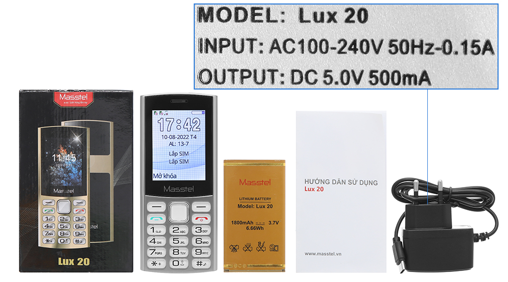 Bộ sản phẩm gồm: Hộp, Pin, Sách hướng dẫn, Sạc liền đầu Type C