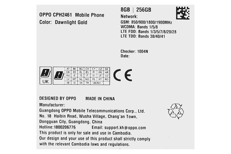 Điện thoại OPPO Reno8 Màu Vàng đồng