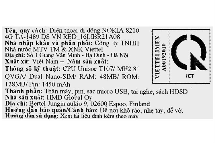 Điện thoại Nokia 8210 4G Màu Đỏ