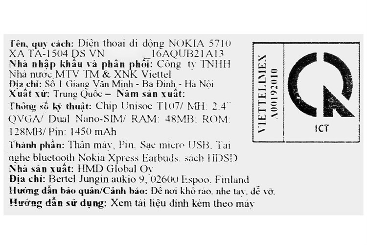 Điện thoại Nokia 5710 Màu Trắng