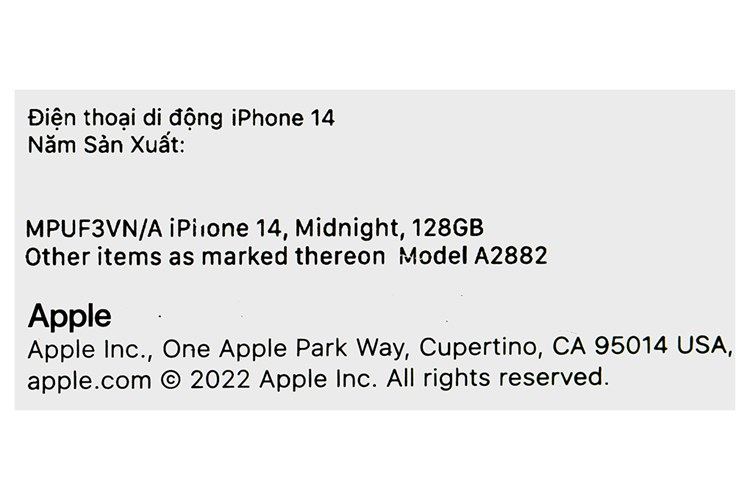 Điện thoại iPhone 14 512GB Màu Đen