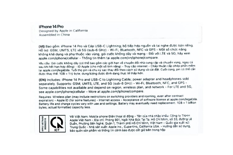 Điện thoại iPhone 14 Pro 1TB Màu Vàng