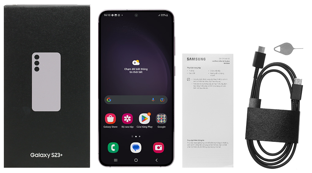 Bộ sản phẩm gồm: Hộp, Sách hướng dẫn, Cây lấy sim, Cáp Type C