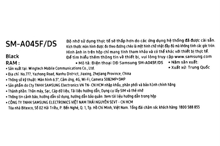 Điện thoại Samsung Galaxy A04 (4GB/64GB) Màu Đen