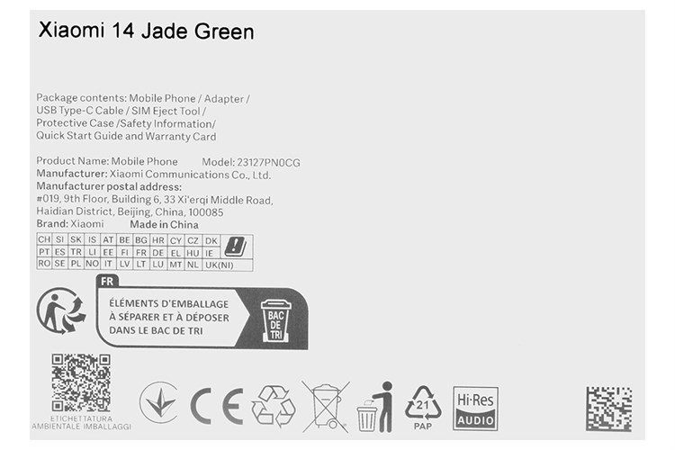 Điện thoại Xiaomi 14 5G 12GB/512GB Màu Xanh lá