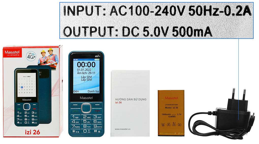 Bộ sản phẩm gồm: Hộp, Pin, Sách hướng dẫn, Sạc liền cáp MicroUSB