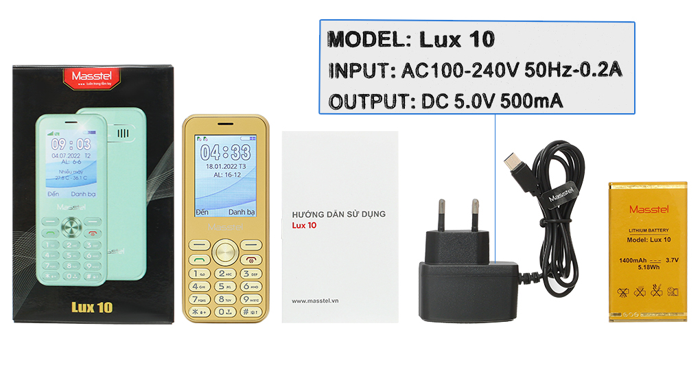 Bộ sản phẩm gồm: Hộp, Pin, Sách hướng dẫn, Sạc liền đầu Type C