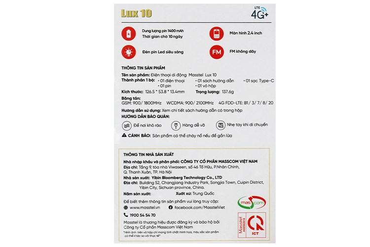 Điện thoại Masstel Lux 10 Màu Xanh Dương