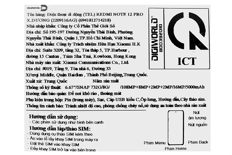 Điện thoại Xiaomi Redmi Note 12 Pro 128GB Màu Xanh Dương