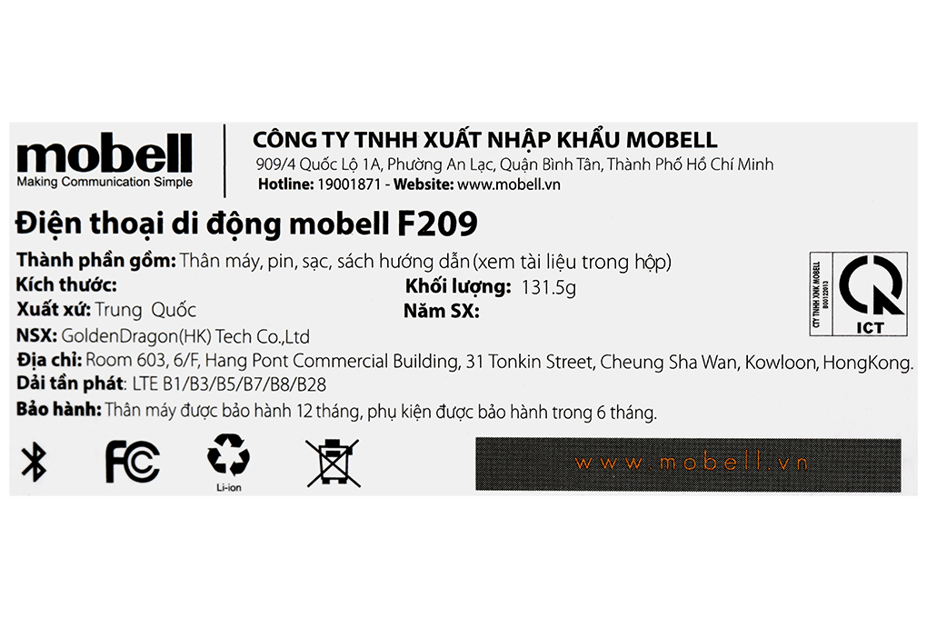 Điện thoại Mobell F209 Màu Xanh Dương
