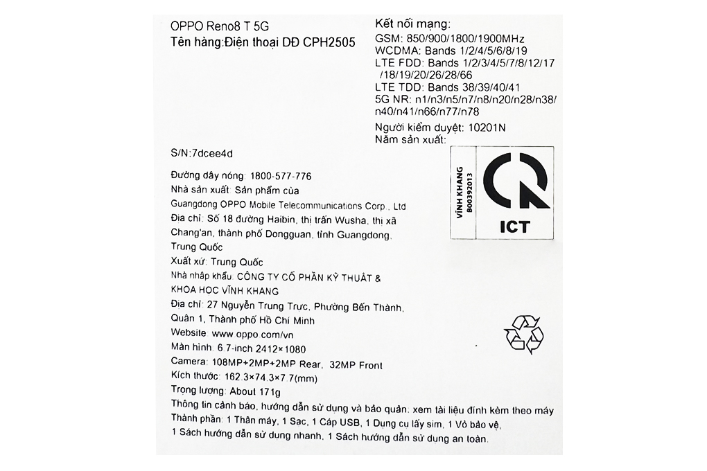 Điện thoại OPPO Reno8 T 5G 128GB Màu Đen