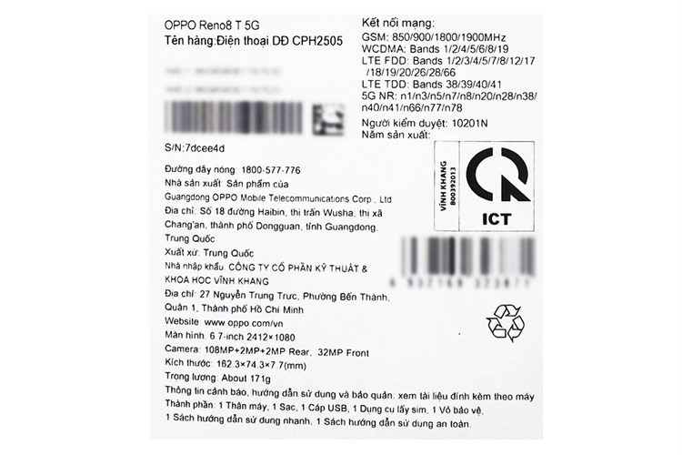 Điện thoại OPPO Reno8 T 5G 128GB Màu Đen