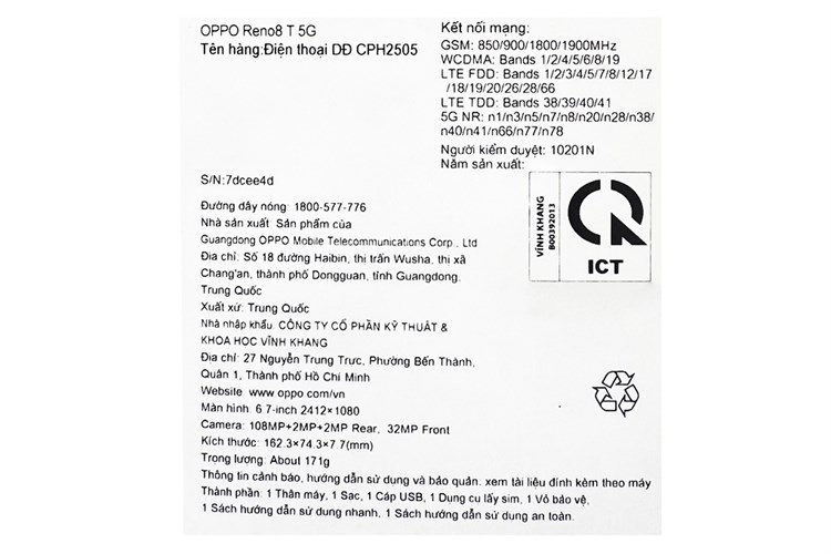 Điện thoại OPPO Reno8 T 5G 256GB Màu Vàng đồng