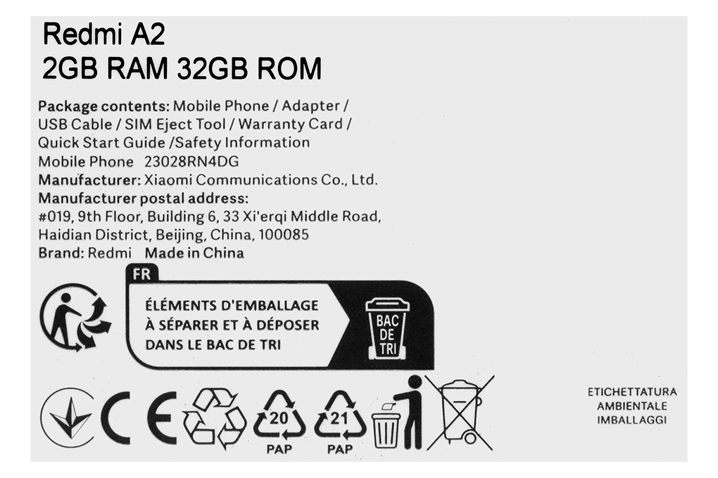 Điện thoại Xiaomi Redmi A2 2GB/32GB Màu Xanh Dương