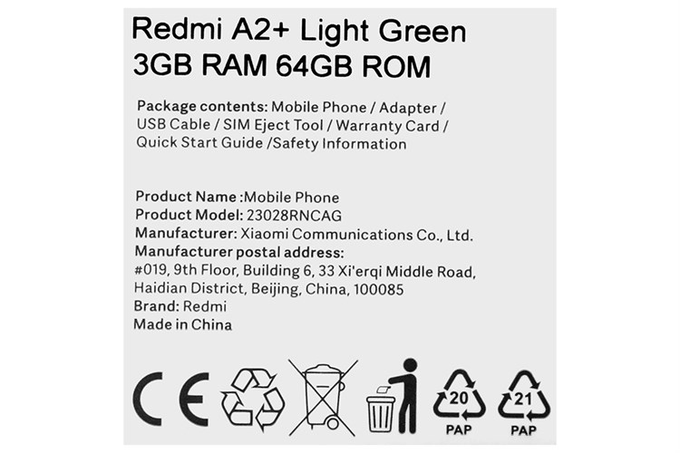 Điện thoại Xiaomi Redmi A2+ 3GB/64GB Màu Xanh lá