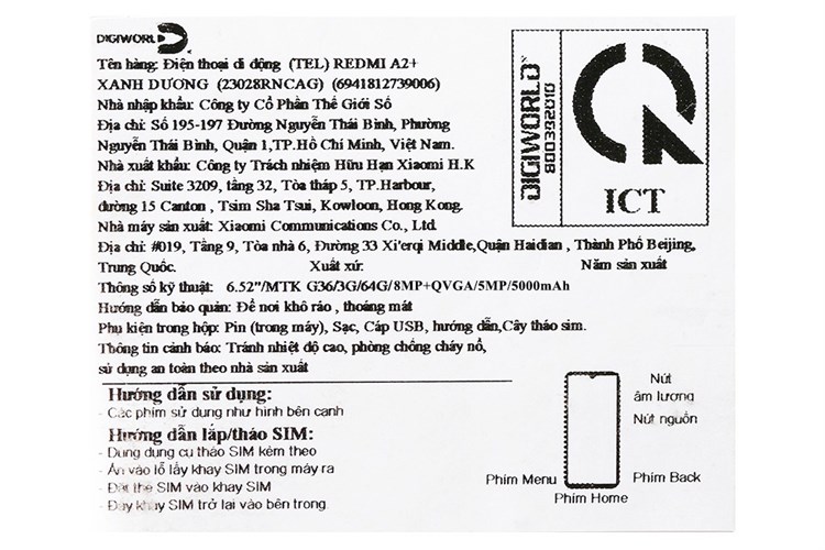 Điện thoại Xiaomi Redmi A2+ 3GB/64GB Màu Xanh Dương