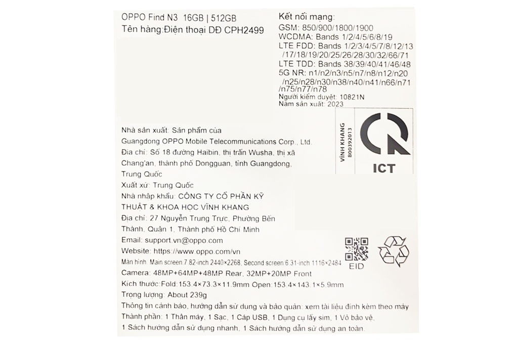 Điện thoại OPPO Find N3 5G 16GB/512GB Màu Đen