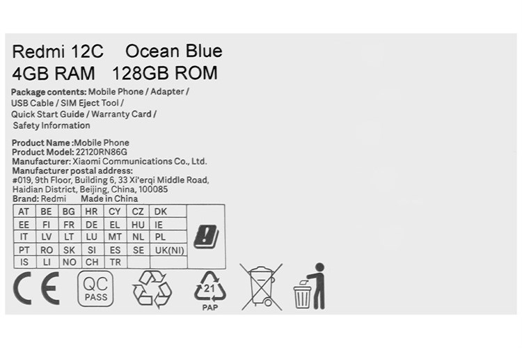 Điện thoại Xiaomi Redmi 12C 128GB Màu Xanh Dương